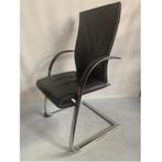 (MDK-105429) Ahrend 350 sledestoel zwart leder, Ophalen of Verzenden, Gebruikt, Zwart