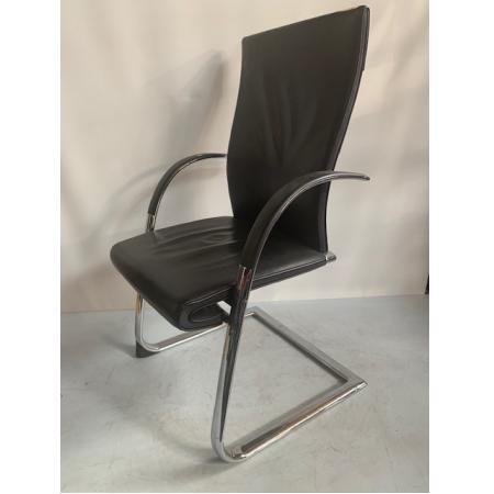 (MDK-105429) Ahrend 350 sledestoel zwart leder, Huis en Inrichting, Stoelen, Zwart, Gebruikt, Ophalen of Verzenden