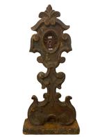 Reliekhouder - Polychroom hout - 1750-1800 - Heilige Kruis, Antiek en Kunst