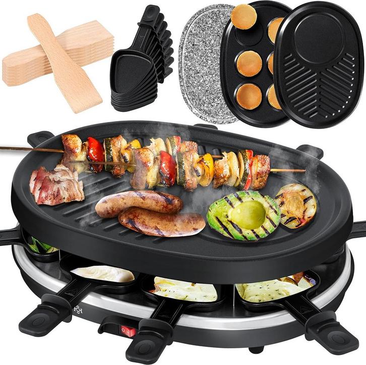 Gourmetstel met afzuiging - 8 personen - Raclette - Gourmetp, Witgoed en Apparatuur, Contactgrills, Zo goed als nieuw, Verzenden