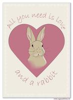 Deco- bord All You need is love and a Rabbit, Nieuw, Verzenden
