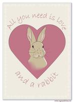 Deco- bord All You need is love and a Rabbit, Verzenden, Nieuw
