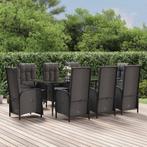 vidaXL 9-delige Tuinset poly rattan zwart, Verzenden, Nieuw, Rotan, Tuinset