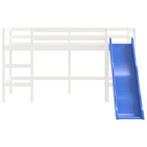 Kinderhoogslaper met glijbaan massief grenenhout wit 80x200, Ophalen of Verzenden, Nieuw, Hoogslaper
