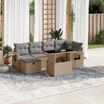 vidaXL 7-delige Loungeset met kussens poly rattan beige, Verzenden, Nieuw, Rotan, Loungeset