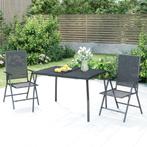 vidaXL 3-delige Tuinset staal antracietkleurig, 2 zitplaatsen, Verzenden, Nieuw, Rvs