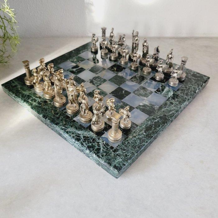 Schaakspel - Italiaans, Groen Marmeren Schaakspel, 1980 -, Antiek en Kunst, Curiosa en Brocante
