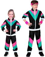 Retro Trainingspak Kinderen Zwart - 116, Verzenden, Nieuw