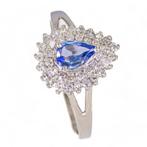14K Gouden ring - 0.75CT Diamant & Tanzaniet - Op voorraad!, Verzenden, Wit, Nieuw, 17 tot 18