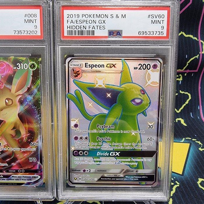 Pokémon - 2 Graded card - Espeon GX / Leafeon VMAX Foil,, Hobby en Vrije tijd, Verzamelkaartspellen | Pokémon