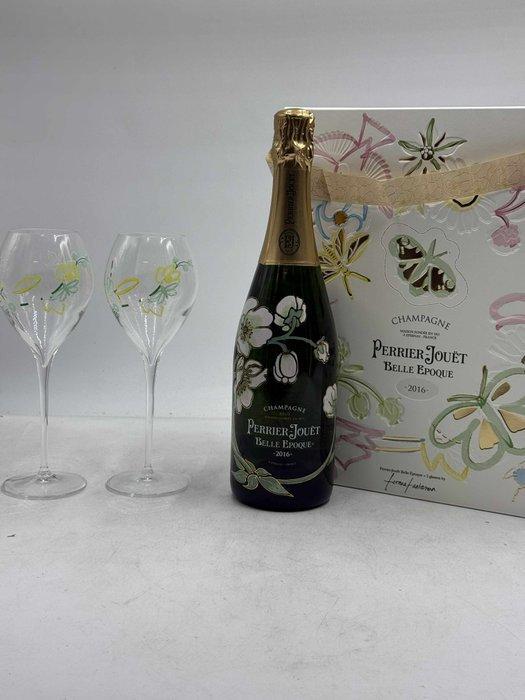 2016 Perrier-Jouët, Belle Epoque + 2 glasses By Fernando, Verzamelen, Wijnen