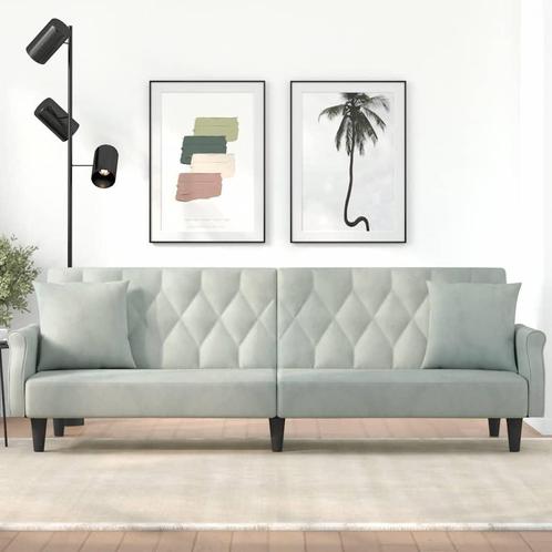 Fluwelen Slaapbank Lichtgrijs | Tweedekansje | OP=OP, Huis en Inrichting, Slaapkamer | Slaapbanken, 90 cm, Overige maten, Grijs