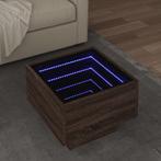 vidaXL Bijzettafel met LED 40x40x30 cm bewerkt hout bruin, Huis en Inrichting, Verzenden, Nieuw, Overige houtsoorten, 50 tot 100 cm
