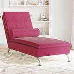 vidaXL Massage chaise longue met bolster fluweel wijnrood, Huis en Inrichting, Verzenden, Nieuw