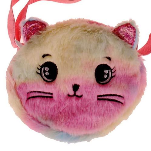 Tasje Meisjes Pluche - Poezenhoofd Fluffy - Glitter Oortjes, Sieraden, Tassen en Uiterlijk, Tassen | Schoudertassen, Nieuw, Ophalen of Verzenden