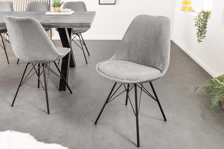 Design stoel SCANDINAVIA MEESTERSTUK grijs koord zwart, Huis en Inrichting, Stoelen, Ophalen of Verzenden
