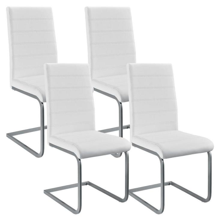 4 Eetkamerstoelen / stoel - Vegas - Kunstleer - Wit, Huis en Inrichting, Stoelen, Nieuw, Verzenden