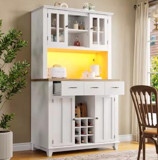 Hoge Keukenkast met LED, Wijnrek & Opbergruimte – 179 cm, Huis en Inrichting, Keuken | Keukenelementen, Nieuw, Verzenden