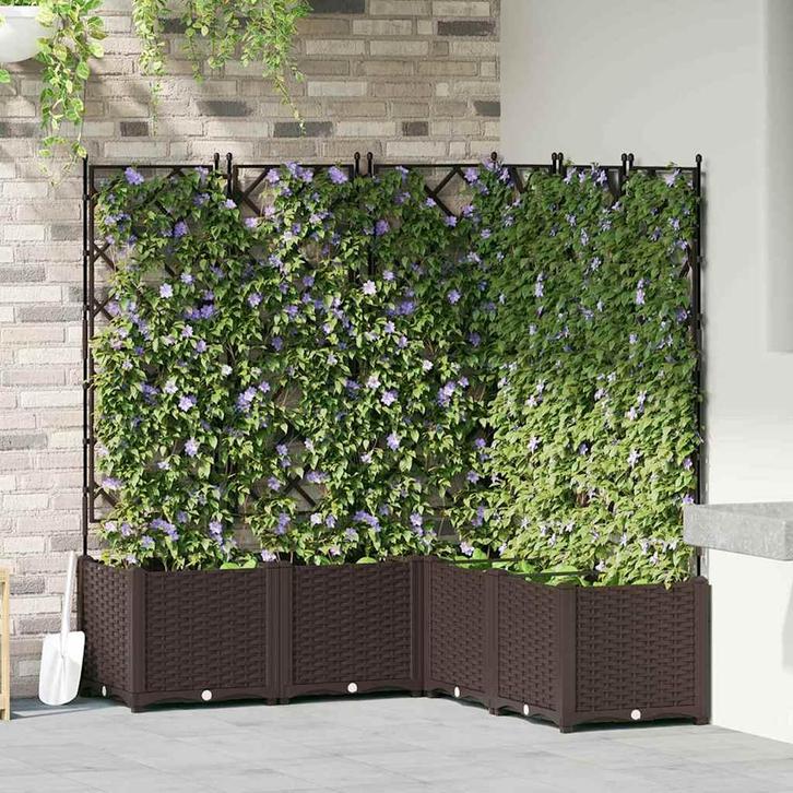 vidaXL Tuin Bloempot 5 pcs Bruin 120 x 120 x 143 cm Staal, Tuin en Terras, Bloembakken en Plantenbakken, 100 cm of meer, Nieuw