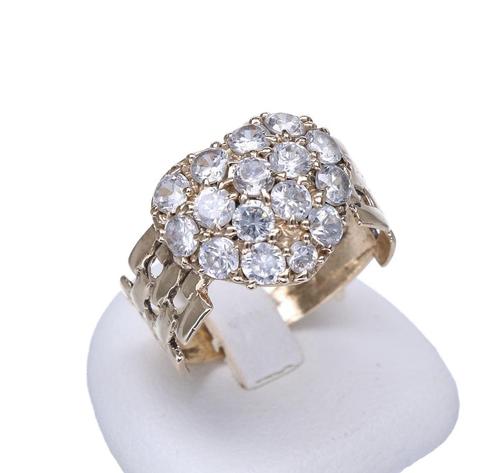 14K Art Deco Ring in Hartvorm met 1.60 Ct Zirconia, Sieraden, Tassen en Uiterlijk, Ringen, Dame, Met edelsteen, Kleiner dan 17