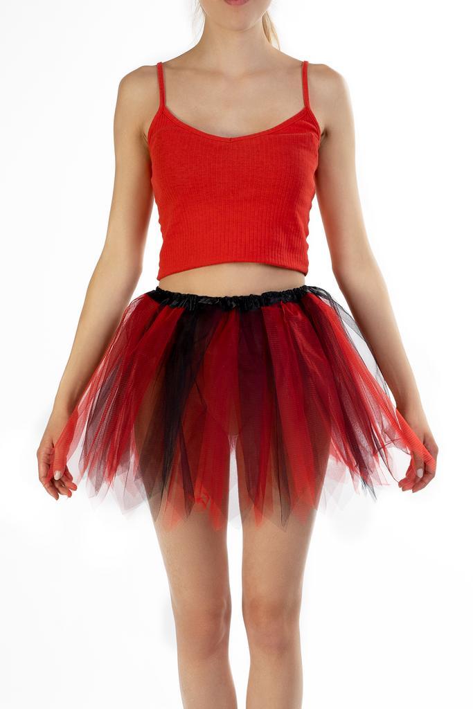 KIMU® Tutu Zwart Rood Tule Rokje XS S 140 146 152 158 164 Ro, Kleding | Dames, Carnavalskleding en Feestkleding, Kleding, Nieuw