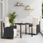 vidaXL 3-Delige Tuinset - Zwart Rattan, Tuin en Terras, Verzenden, Nieuw, Rotan, Tuinset