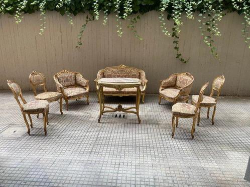 Zitgroep (8) - Marmer, Textiel, Verguld hout, Antiek en Kunst, Curiosa en Brocante