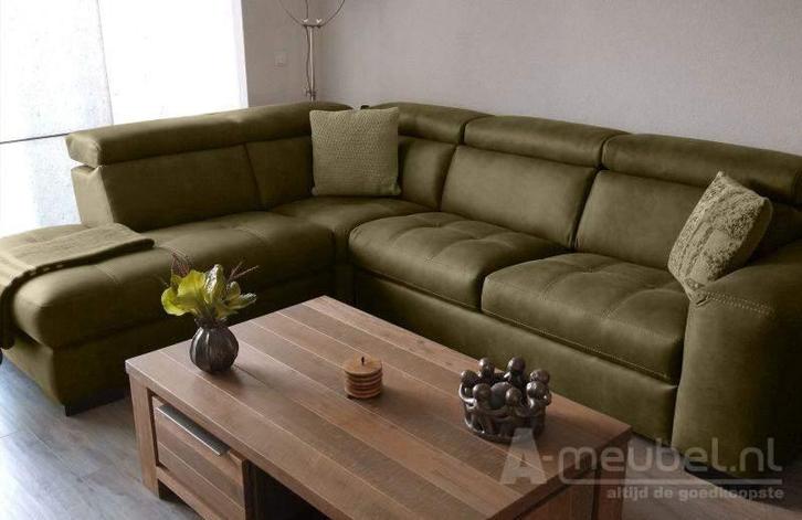 Hoekbank Harderwijk - hoekbanken - Groen, Huis en Inrichting, Banken | Sofa's en Chaises Longues, 150 cm of meer, Nieuw, 250 tot 300 cm