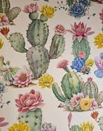 Bloemstof met cactus in Boheemse stijl van natuurlijk, Antiek en Kunst