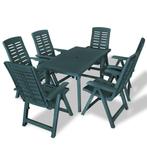vidaXL 7-delige Tuinset kunststof groen, Tuin en Terras, Verzenden, Nieuw, Tuinset, 6 zitplaatsen
