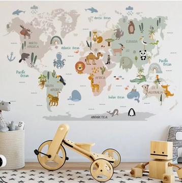 Muursticker Wereldkaart 90x60 cm beschikbaar voor biedingen