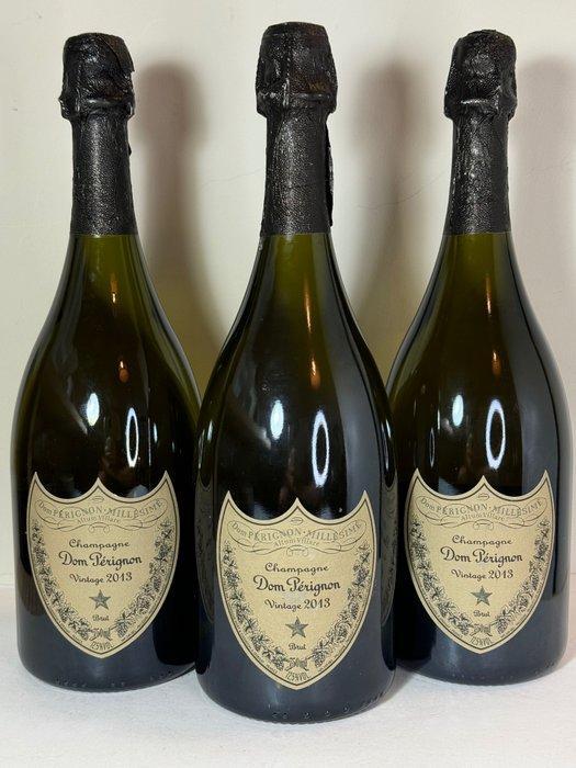 2013 Dom Pérignon - Champagne Brut - 3 Flessen (0.75 liter), Verzamelen, Wijnen