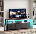 TV-Meubel met LED en Stoffen Lades – 108 cm Verstelbare Pote, Huis en Inrichting, Kasten | Overige, Verzenden, Nieuw