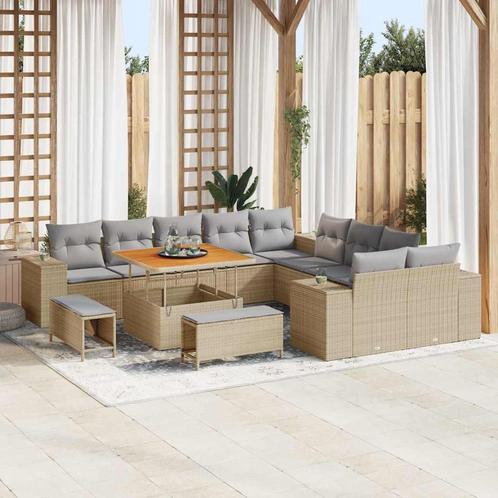 vidaXL Tuin Sofa Set in hoogte verstelbaar 13 pcs Beige poly, Tuin en Terras, Tuinsets en Loungesets, Nieuw, Verzenden