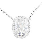 Ketting met hanger - 14 karaat Witgoud -  5.14ct. tw.