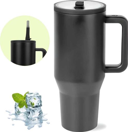 HI NATURE™ Luxe RVS Thermosbeker met Handvat en Rietje 1.2, Huis en Inrichting, Keuken | Tupperware, Nieuw, Ophalen of Verzenden