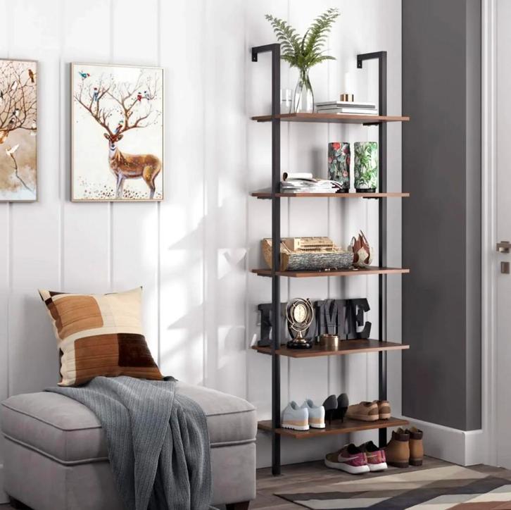 Industrieel Ladderrek – 5-Laags Stellingkast Muur – Vintage, Huis en Inrichting, Kasten | Stellingkasten, Nieuw, Verzenden