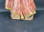 sculptuur, 18th Century Carved Polychrome Wooden Colonial, Antiek en Kunst