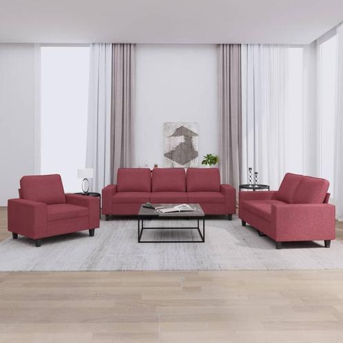 vidaXL 3-delige Loungeset stof wijnrood, Huis en Inrichting, Banken | Bankstellen, Nieuw, Stof, Vierpersoons of meer, Verzenden