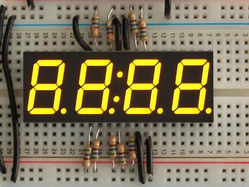 Yellow 7-segment clock display - 0.56 inch digit height  ..., Hobby en Vrije tijd, Elektronica-componenten, Verzenden