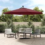 vidaXL Zweefparasol met LED-verlichting 350 cm bordeauxrood, Tuin en Terras, Verzenden, Nieuw, 3 tot 4 meter, Zweefparasol