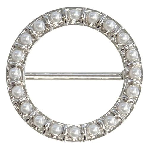 Fako Bijoux® - Sjaalklem - Ring Met Parels - Ø 37mm -, Sieraden, Tassen en Uiterlijk, Broches, Verzenden