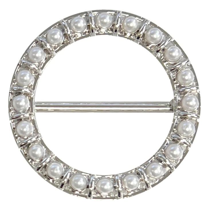 Fako Bijoux - Sjaalklem - Ring Met Parels - Ø 37mm -, Sieraden, Tassen en Uiterlijk, Broches, Verzenden