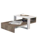 Salontafel / tafel - wit met houtlook - met niveau's - 80 cm