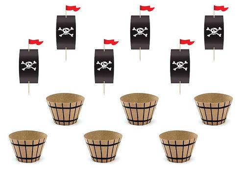 Piraten Cupcake Set 6st, Hobby en Vrije tijd, Feestartikelen, Nieuw, Verzenden