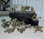 Decoratief ornament (10) - 10 Solid Brass Miniature Dragons