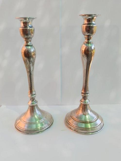Kaarsenhouder (2) - .800 zilver - zilveren kandelaars, Antiek en Kunst, Antiek | Goud en Zilver