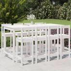 vidaXL 9-delige Barset massief grenenhout wit, Tuin en Terras, Verzenden, Nieuw, Meer dan 8 zitplaatsen
