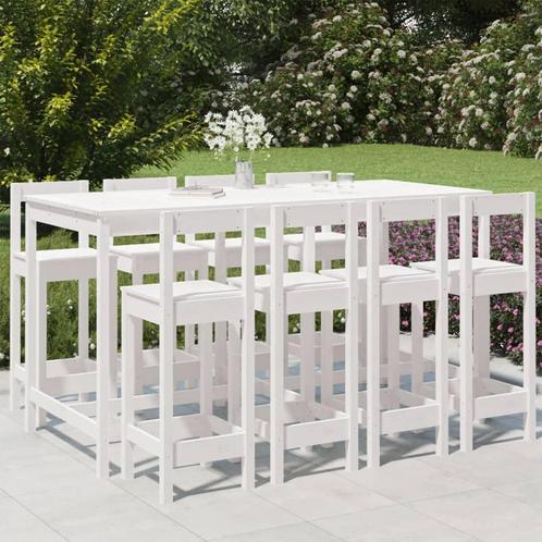 vidaXL 9-delige Barset massief grenenhout wit, Tuin en Terras, Tuinsets en Loungesets, Nieuw, Meer dan 8 zitplaatsen, Verzenden