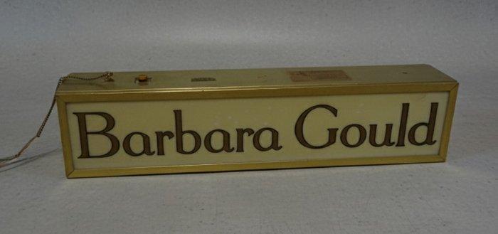 verlichte uithangbord Baebara Gould - Lichtbord - Staal, Antiek en Kunst, Antiek | Wandborden en Tegels